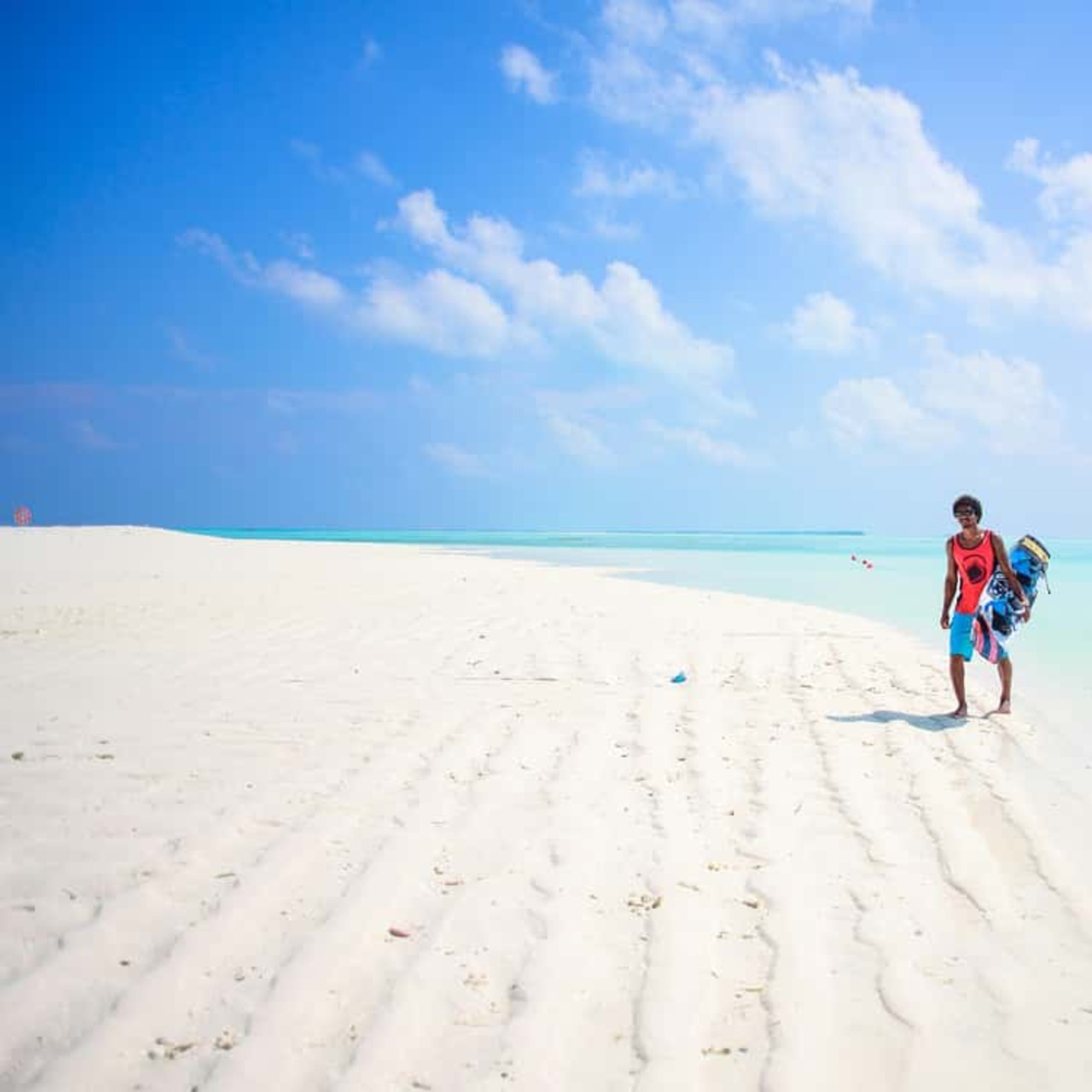 Kitesurfing on the beach