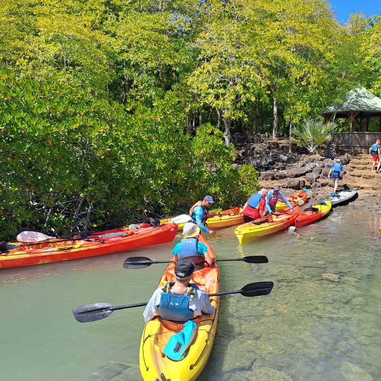 Kayaking at stone steps