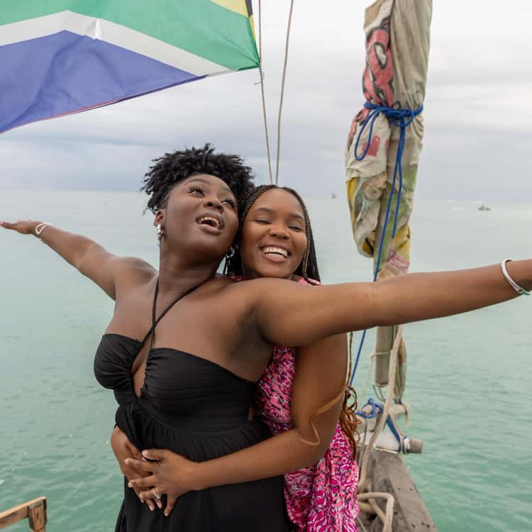 Friends on dhow boat